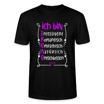 Für den besten Menschen - Ich bin Irene - Stanley/Stella Unisex Bio-T-Shirt CRAFTER - Schwarz - Vorne - Alina (178cm) & Michal (187cm)
