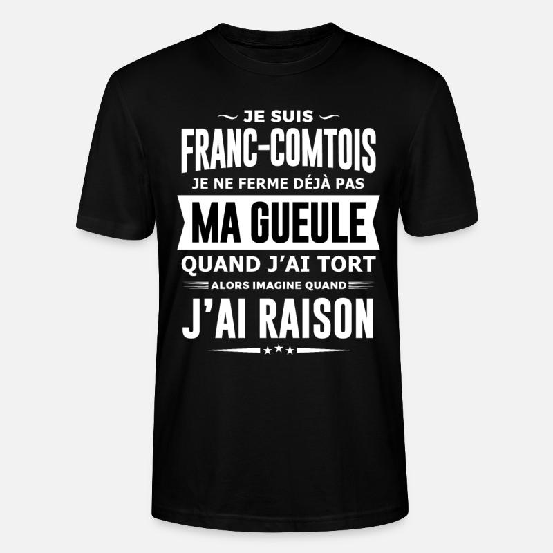 Franc comtois je ferme pas ma gueule franche comté - T-shirt bio CRAFTER Stanley Stella Unisexe - noir