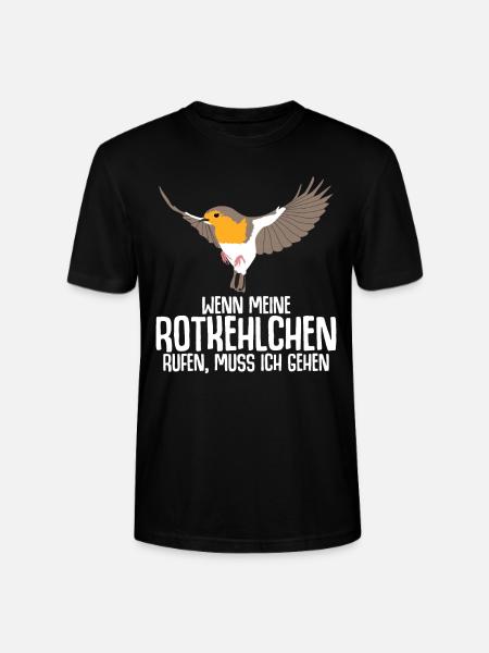 Rotkehlchen Vogel - Stanley/Stella Unisex Bio-T-Shirt CRAFTER - Schwarz