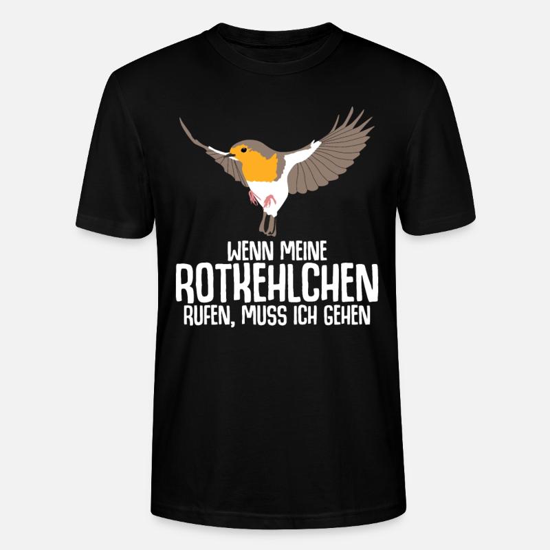Rotkehlchen Vogel - Stanley/Stella Unisex Bio-T-Shirt CRAFTER - Schwarz