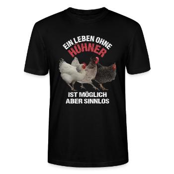 Hühner - Stanley/Stella Unisex Bio-T-Shirt CRAFTER - Schwarz - Vorne - Alina (178cm) & Michal (187cm)