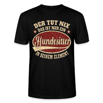 Hundesitter der tut nix das ist nur ein - Stanley/Stella Unisex Bio-T-Shirt CRAFTER - Schwarz - Vorne - Alina (178cm) & Michal (187cm)