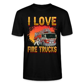 Firemen I Love Fire Trucks Firefighters Firetruck - Stanley/Stella Unisex Bio-T-Shirt CRAFTER - Schwarz - Vorne - Alina (178cm) & Michal (187cm)