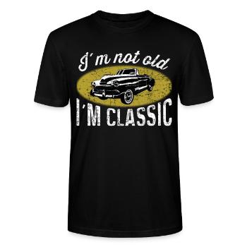 Je ne suis pas vieux Je suis voiture classique voiture classique - T-shirt bio CRAFTER Stanley Stella Unisexe - noir - Devant - Alina (178cm) & Michal (187cm)
