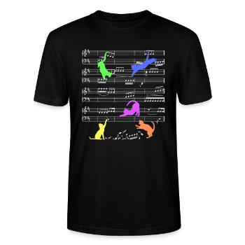 Spielende Katzen auf Notenlinien Katze Musik - Stanley/Stella Unisex Bio-T-Shirt CRAFTER - Schwarz - Vorne - Alina (178cm) & Michal (187cm)