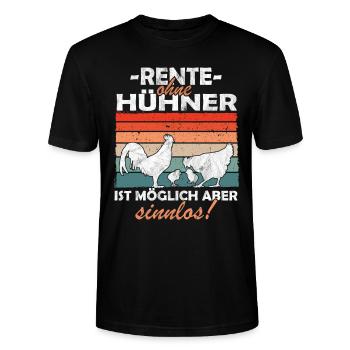 Rente ohne Hühner Bäuerin Landwirt - Stanley/Stella Unisex Bio-T-Shirt CRAFTER - Schwarz - Vorne - Alina (178cm) & Michal (187cm)