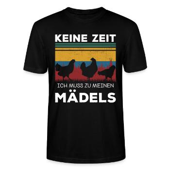 Keine Zeit ich muss zu meinen Mädels Hühner - Stanley/Stella Unisex Bio-T-Shirt CRAFTER - Schwarz - Vorne - Alina (178cm) & Michal (187cm)