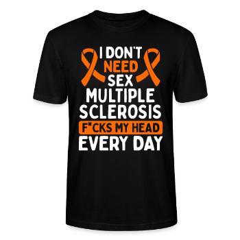 Multiple Sclerosis Awareness Orange MS Ribbon - Stanley/Stella Unisex Bio-T-Shirt CRAFTER - Schwarz - Vorne - Alina (178cm) & Michal (187cm)