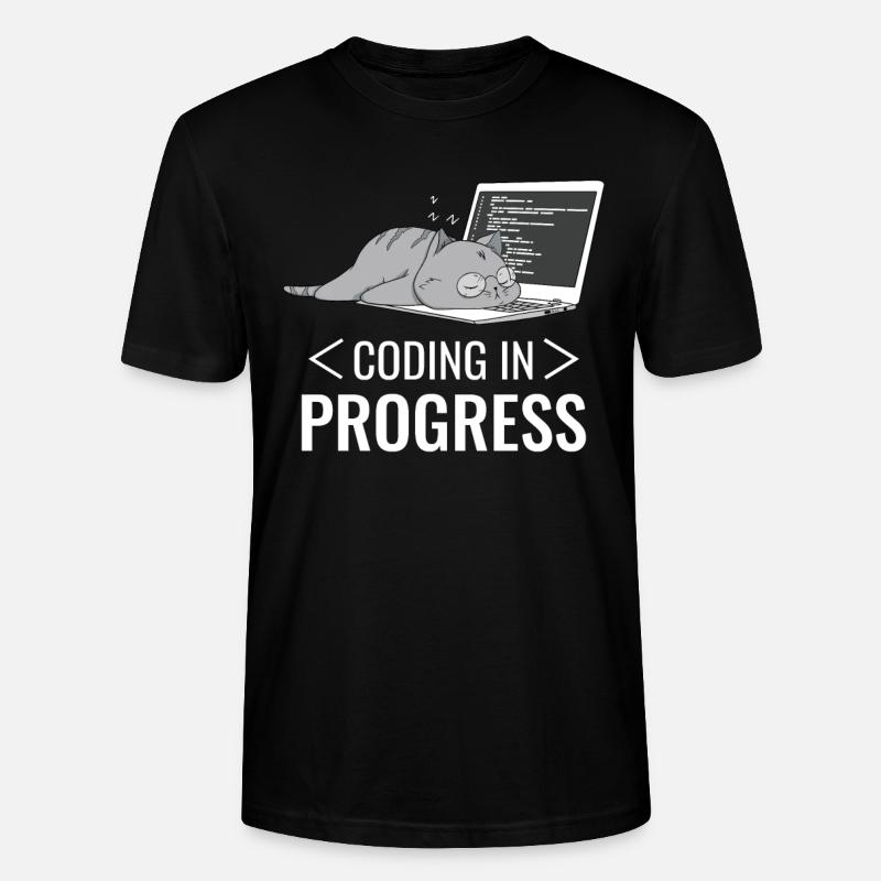 Programming Computer Nerd Cat - Stanley/Stella CRAFTER Unisex Organic T-Shirt - black