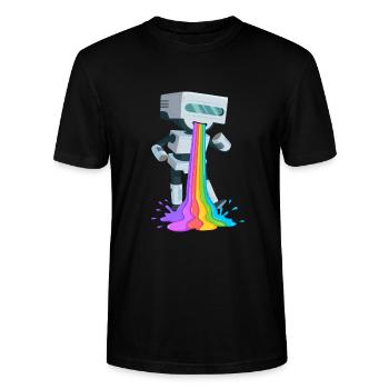 Chemise arc-en-ciel pour fan de robot - T-shirt bio CRAFTER Stanley Stella Unisexe - noir - Devant - Alina (178cm) & Michal (187cm)