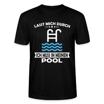 Lasst mich durch ich muss in meinen Pool - Stanley/Stella Unisex Bio-T-Shirt CRAFTER - Schwarz - Vorne - Alina (178cm) & Michal (187cm)
