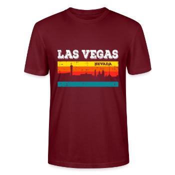 Las Vegas Nevada - Stanley/Stella CRAFTER Unisex Organic T-Shirt - burgundy - Front - Alina (178cm) & Michal (187cm)
