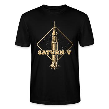 Fusée Saturn V - T-shirt bio CRAFTER Stanley Stella Unisexe - noir - Devant - Alina (178cm) & Michal (187cm)