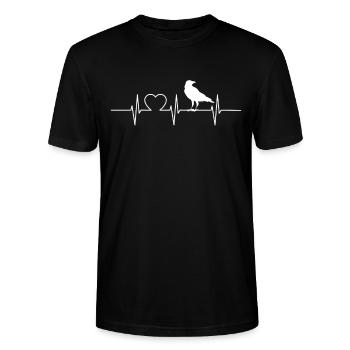 Krähen Raben Herzschlag EKG Heartbeat Rabe Krähe - Stanley/Stella Unisex Bio-T-Shirt CRAFTER - Schwarz - Vorne - Alina (178cm) & Michal (187cm)