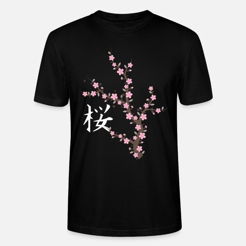 Fleur de cerisier japonais Kawaii - T-shirt bio CRAFTER Stanley Stella Unisexe - noir