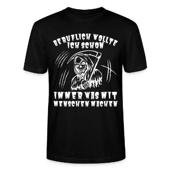 Beruflich wollte ich schon immer was mit Menschen - Stanley/Stella Unisex Bio-T-Shirt CRAFTER - Schwarz - Vorne - Alina (178cm) & Michal (187cm)
