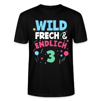 3. Geburtstag Wild, Frech & Endlich 3 Jahre - Stanley/Stella Unisex Bio-T-Shirt CRAFTER - Schwarz - Vorne - Alina (178cm) & Michal (187cm)