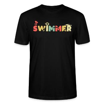 Schwimmen Schwimmer - Stanley/Stella Unisex Bio-T-Shirt CRAFTER - Schwarz - Vorne - Alina (178cm) & Michal (187cm)