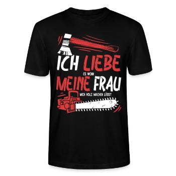 Holzfäller Förster Wald Kettensäge Motorsäge Frau - Stanley/Stella Unisex Bio-T-Shirt CRAFTER - Schwarz - Vorne - Alina (178cm) & Michal (187cm)