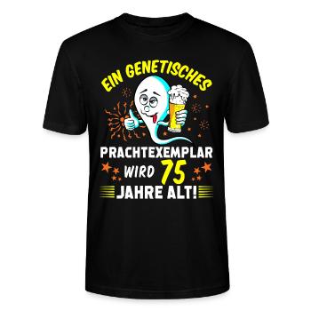 Vor 75 Jahren war ich mal der Schnellste 75 Jahre - Stanley/Stella Unisex Bio-T-Shirt CRAFTER - Schwarz - Vorne - Alina (178cm) & Michal (187cm)