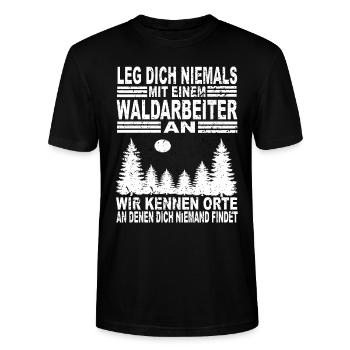 Leg Dich Niemals Mit einem Waldarbeiter an - Stanley/Stella Unisex Bio-T-Shirt CRAFTER - Schwarz - Vorne - Alina (178cm) & Michal (187cm)