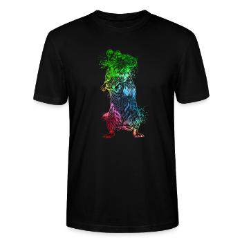 Farbenfroher Degu - Stanley/Stella Unisex Bio-T-Shirt CRAFTER - Schwarz - Vorne - Alina (178cm) & Michal (187cm)