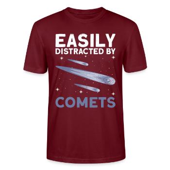 Easily Distracted By Comets - Comet Tail Star - Stanley/Stella CRAFTER Unisex Organic T-Shirt - burgundy - Front - Alina (178cm) & Michal (187cm)
