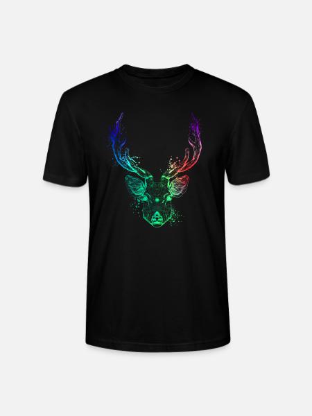 Farbenfroher Hirschkopf - Stanley/Stella Unisex Bio-T-Shirt CRAFTER - Schwarz