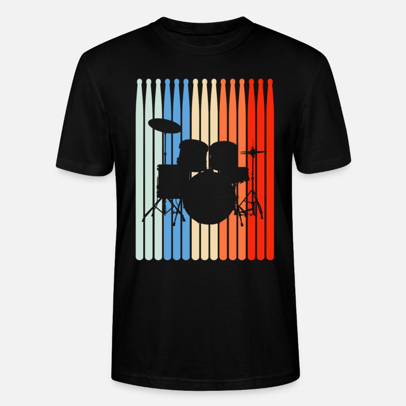 Schlagzeug Retro Drumset Drumsticks - Stanley/Stella Unisex Bio-T-Shirt CRAFTER - Schwarz