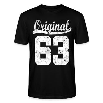 Geboren 63 Geburtstagsshirt - Stanley/Stella Unisex Bio-T-Shirt CRAFTER - Schwarz - Vorne - Alina (178cm) & Michal (187cm)