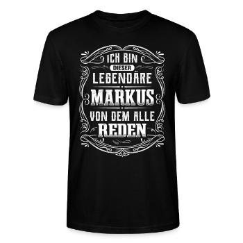 Ich bin dieser legendäre Markus - Stanley/Stella Unisex Bio-T-Shirt CRAFTER - Schwarz - Vorne - Alina (178cm) & Michal (187cm)