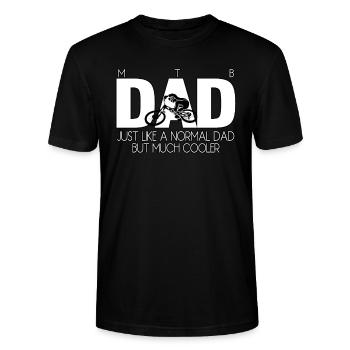 MTB Dad Just Like Normal Dad But Much Cooler - Stanley/Stella Unisex Bio-T-Shirt CRAFTER - Schwarz - Vorne - Alina (178cm) & Michal (187cm)