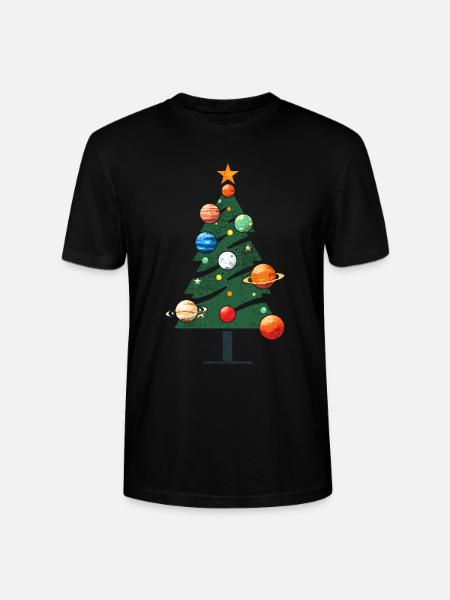 Weihnachtsbaum mit Planeten - Stanley/Stella Unisex Bio-T-Shirt CRAFTER - Schwarz