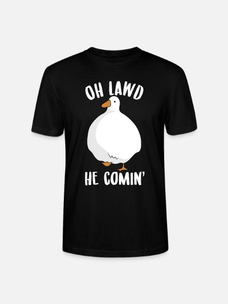 Oh Lawd He Comin- Goose Goose Meme - Stanley/Stella CRAFTER Unisex Organic T-Shirt - black