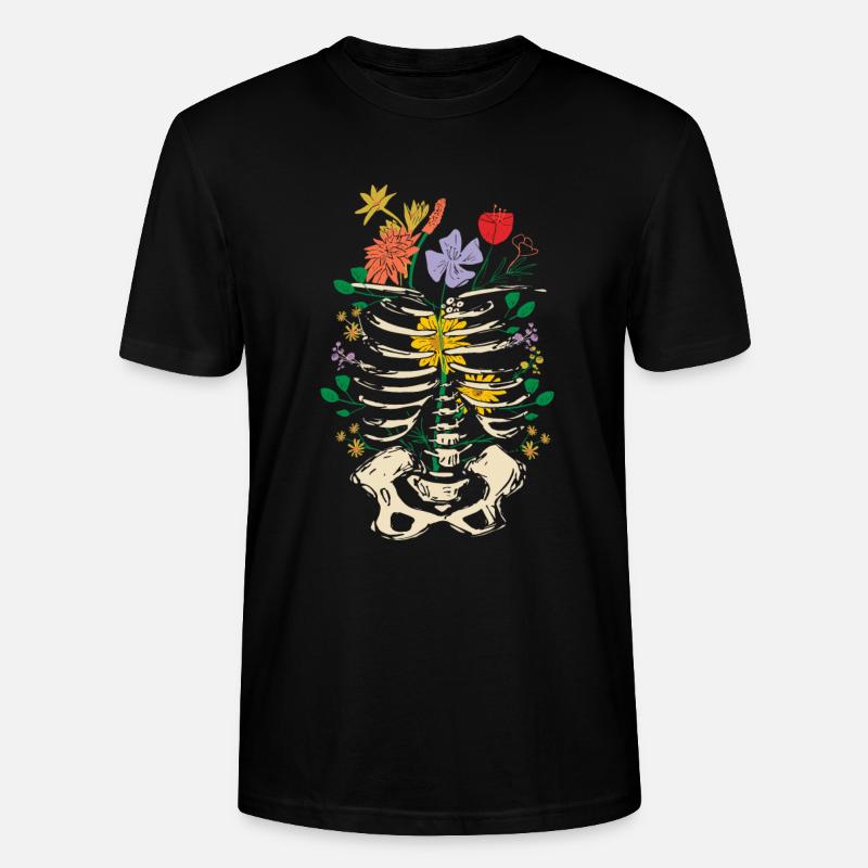 Gothic Skelett Blumen Gothic-Ästhetik - Stanley/Stella Unisex Bio-T-Shirt CRAFTER - Schwarz