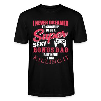 Papa Bonus - T-shirt bio CRAFTER Stanley Stella Unisexe - noir - Devant - Alina (178cm) & Michal (187cm)