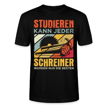 Schreiner - Studieren Kann Jeder Schreiner Nur Die - Stanley/Stella Unisex Bio-T-Shirt CRAFTER - Schwarz - Vorne - Alina (178cm) & Michal (187cm)