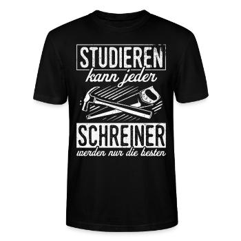 Schreiner - Studieren Kann Jeder Schreiner Nur Die - Stanley/Stella Unisex Bio-T-Shirt CRAFTER - Schwarz - Vorne - Alina (178cm) & Michal (187cm)