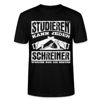 Schreiner - Studieren Kann Jeder Schreiner Nur Die - Stanley/Stella Unisex Bio-T-Shirt CRAFTER - Schwarz - Vorne - Alina (178cm) & Michal (187cm)