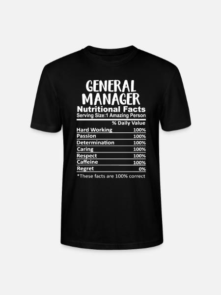 General Manager Nutrition Facts Funny - Stanley/Stella CRAFTER Unisex Organic T-Shirt - black