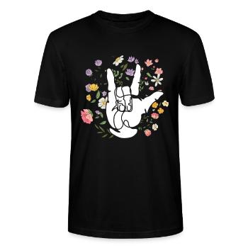 Amerikanische Gebärdensprache Liebe ASL - Stanley/Stella Unisex Bio-T-Shirt CRAFTER - Schwarz - Vorne - Alina (178cm) & Michal (187cm)