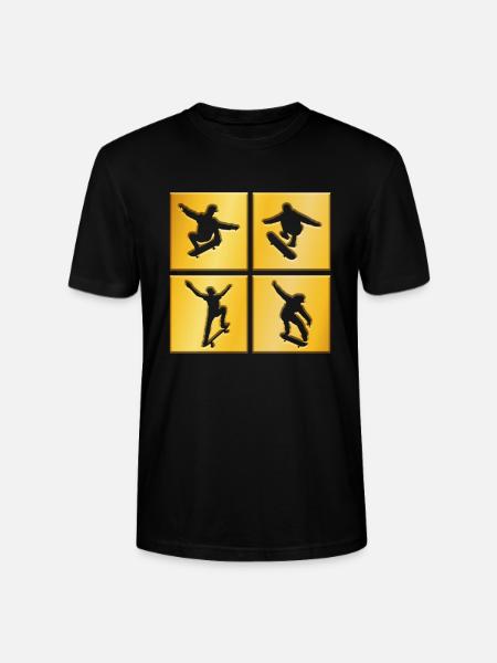 Skating Skating golden logo - Stanley/Stella CRAFTER Unisex Organic T-Shirt - black
