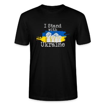 Ukraine Je suis aux côtés de l’Ukraine - T-shirt bio CRAFTER Stanley Stella Unisexe - noir - Devant - Alina (178cm) & Michal (187cm)