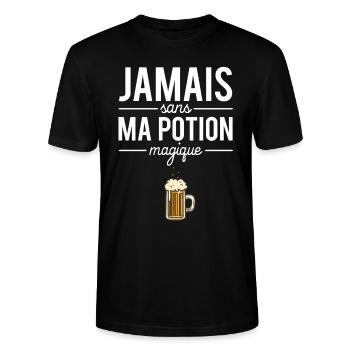 Jamais sans ma potion magique bière humour apéro - T-shirt bio CRAFTER Stanley Stella Unisexe - noir - Devant - Alina (178cm) & Michal (187cm)