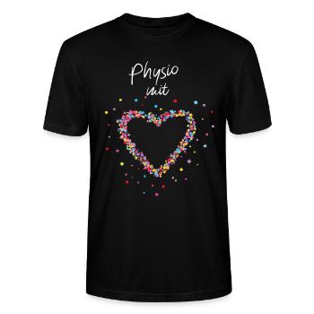 Physio mit Herz Physiotherapeutin - Stanley/Stella Unisex Bio-T-Shirt CRAFTER - Schwarz - Vorne - Alina (178cm) & Michal (187cm)