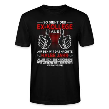 Zum Abschied Kollege - Arbeitsplatzwechsel - Stanley/Stella Unisex Bio-T-Shirt CRAFTER - Schwarz - Vorne - Alina (178cm) & Michal (187cm)