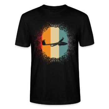 Segelflieger Retro Segelflugzeug - Stanley/Stella Unisex Bio-T-Shirt CRAFTER - Schwarz - Vorne - Alina (178cm) & Michal (187cm)