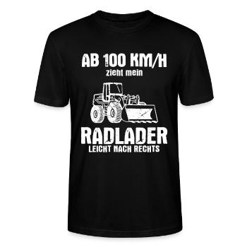Ab 100 km/h zieht mein Radlader etwas nach Rechts - Stanley/Stella Unisex Bio-T-Shirt CRAFTER - Schwarz - Vorne - Alina (178cm) & Michal (187cm)
