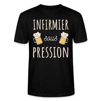 cadeau profession infirmier homme humour biere - T-shirt bio CRAFTER Stanley Stella Unisexe - noir - Devant - Alina (178cm) & Michal (187cm)