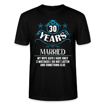 30 Jahre verheiratet nur 2 Fehler 30.Hochzeitstag - Stanley/Stella Unisex Bio-T-Shirt CRAFTER - Schwarz - Vorne - Alina (178cm) & Michal (187cm)